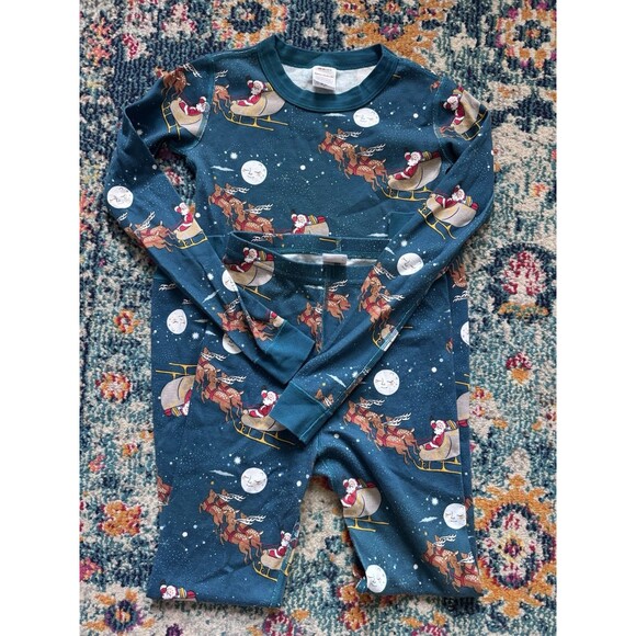 Hanna Andersson 100% Organic Cotton Christmas Santa Sleigh Pajamas US 10 140 cm - Picture 7 of 7